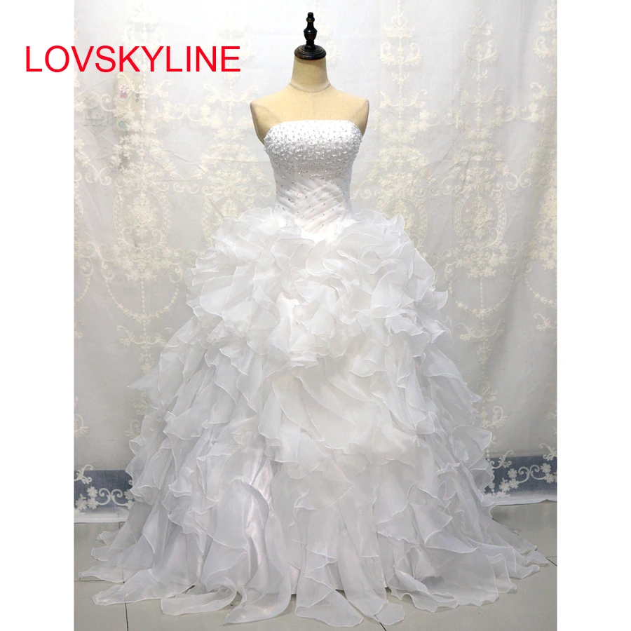 Платье для свадьбы LOVSKYLINE милое платье из органзы с оборками большие размеры со