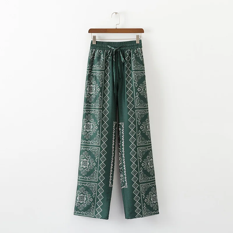 

Women's pants Women's 2019 summer new casual fashion high waist elastic waist tie printed loose trousers temperament wild pants