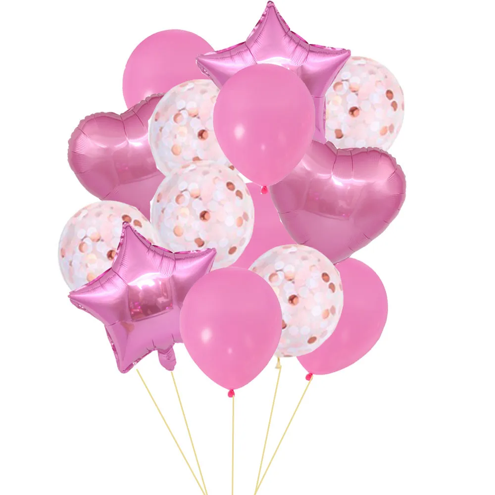 Balloon-14Pcs-Pink Пол раскрывает детский душ украшения шар установить его девочка его мальчик украшения Дети партии о ребенок для ребенка душ шары - Цвет: Balloon-14Pcs-Pink