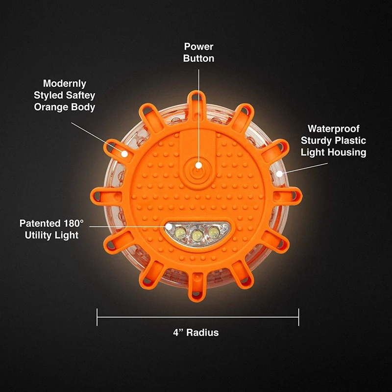 

New Sale 6 Pack Led Road Flares Flashing Warning Light Roadside Flares Emergency Disc Beacon With netic Base For Car Marine B