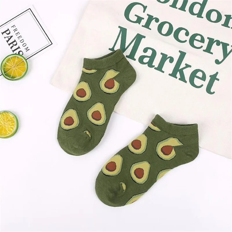 Милые авокадо/ананас/носки с вишней, модные носки с фруктами для девочек веселые забавные летние короткие кавайные носки в стиле Харадзюку для женщин