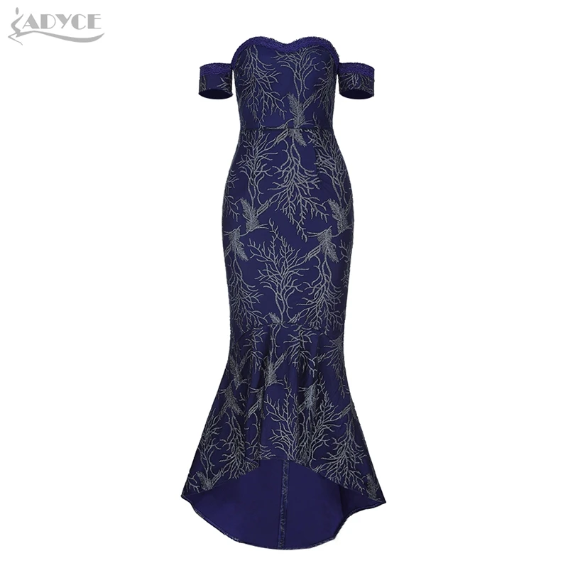 Blue Adyce новое летнее женское Бандажное платье Vestidos сексуальное с открытыми плечами без бретелек Элегантное Клубное вечернее платье для вечеринок подиума - Цвет: Blue