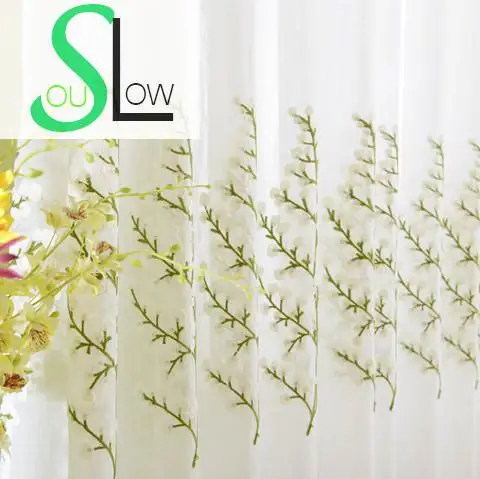 Занавес для гостиной Slow Soul Fortune Tree пасторальный Тюль с вышитыми листьями кухни