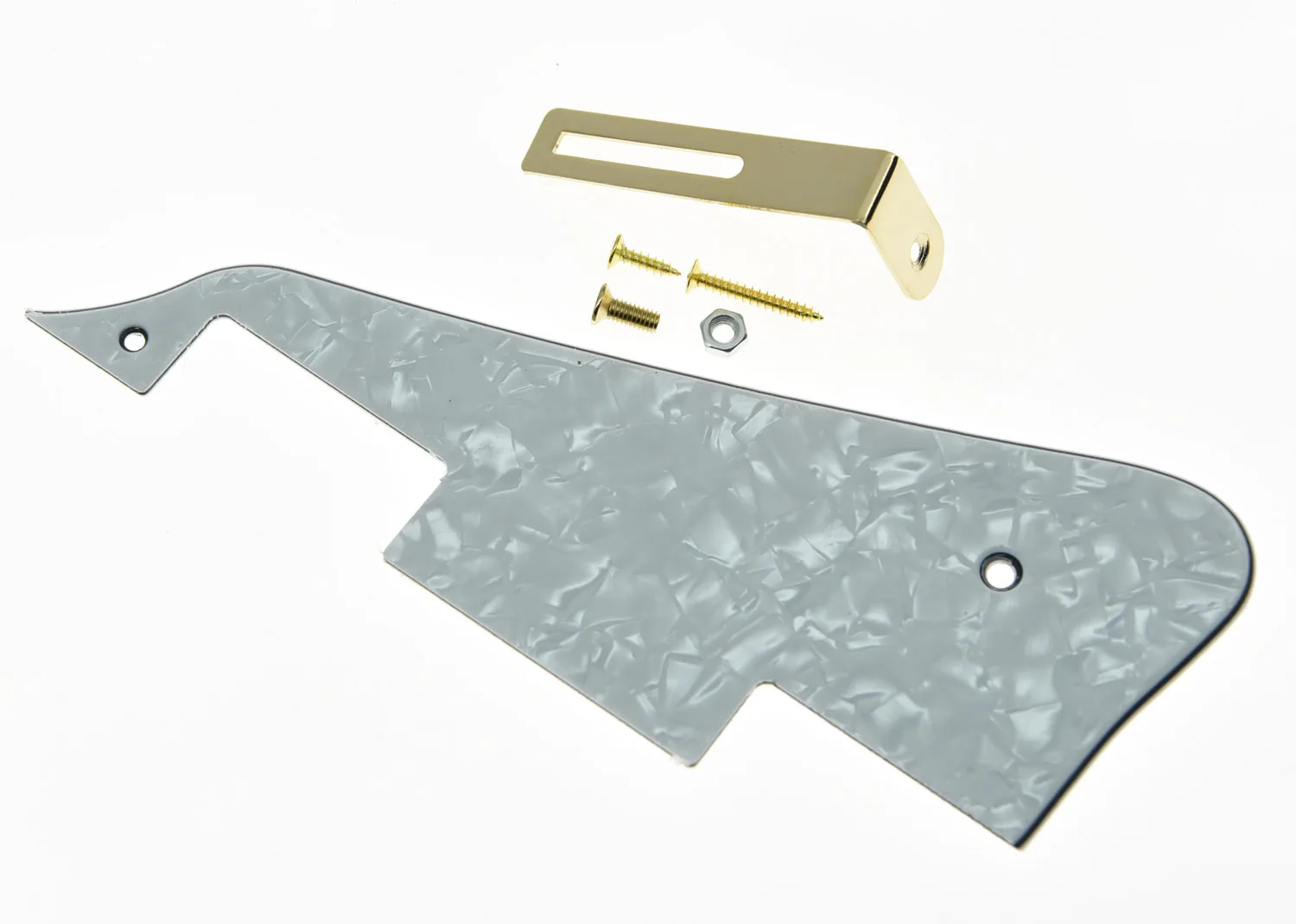 

LP Pickguard Scratch Plate White Pearl with Gold Bracket fits LP