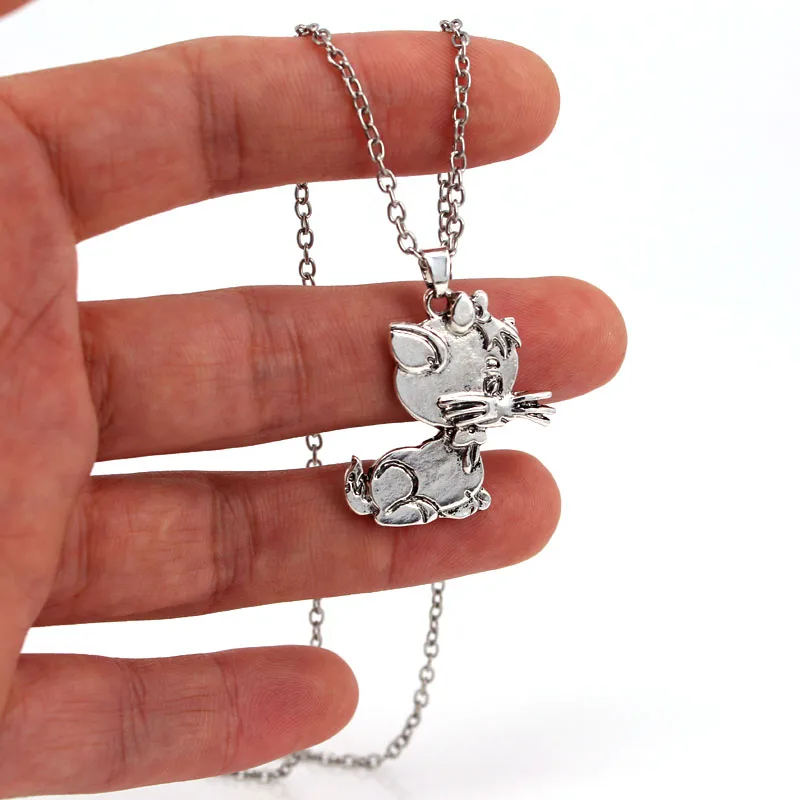 

hzew new cute cat pendant necklace Ancient silver color cat necklace