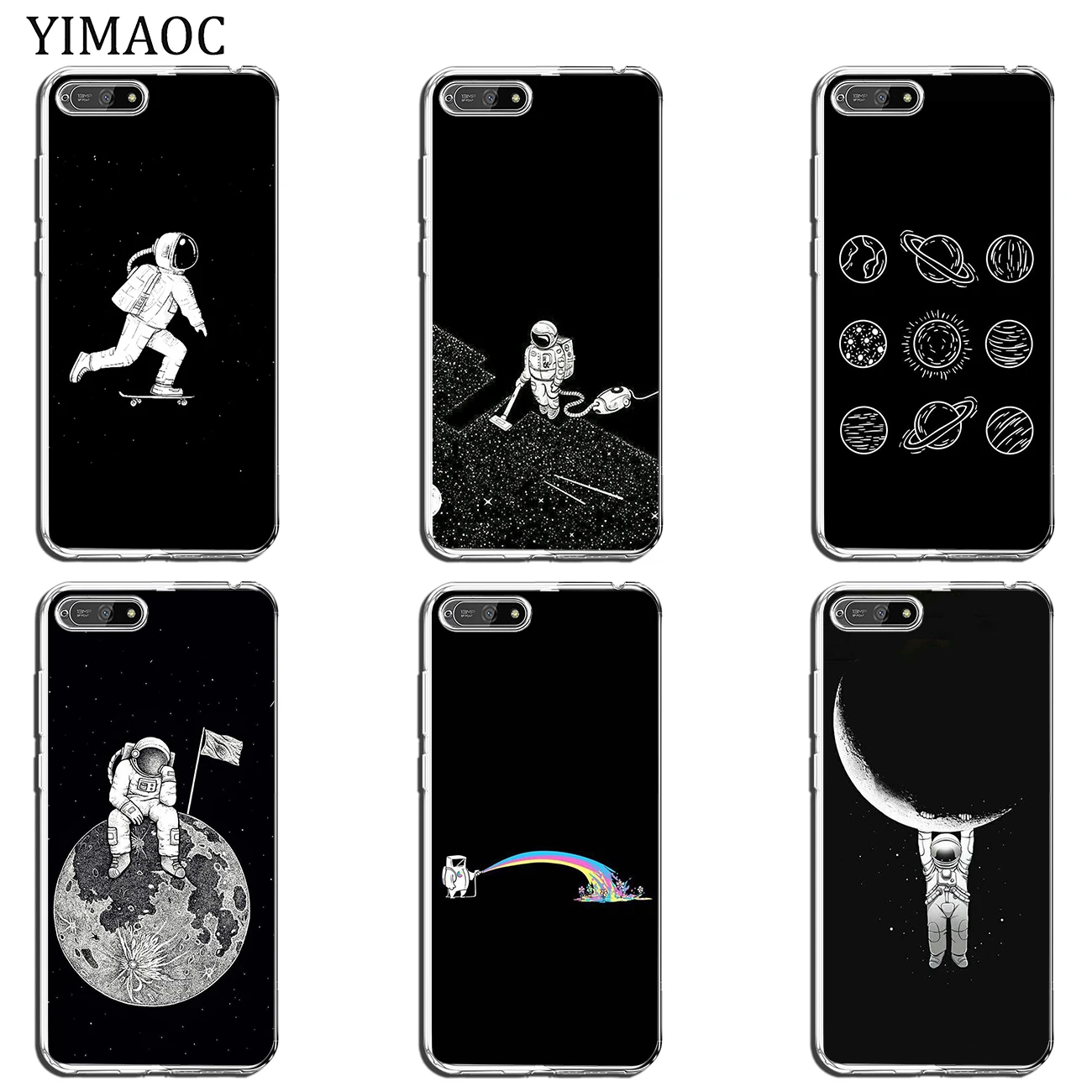 Мягкий чехол moon astronaut universe Starry star Space для Huawei Y7 Y6 Y9 Prime 2018 Honor 20 10 8 8C 8X 9X 9 Lite 7X 7C 7A