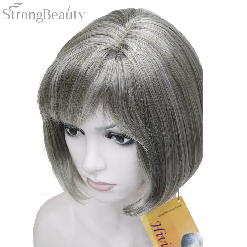 Парик Из прямых синтетических волос светлый/серебристо серый|wig straight|silver graysilver