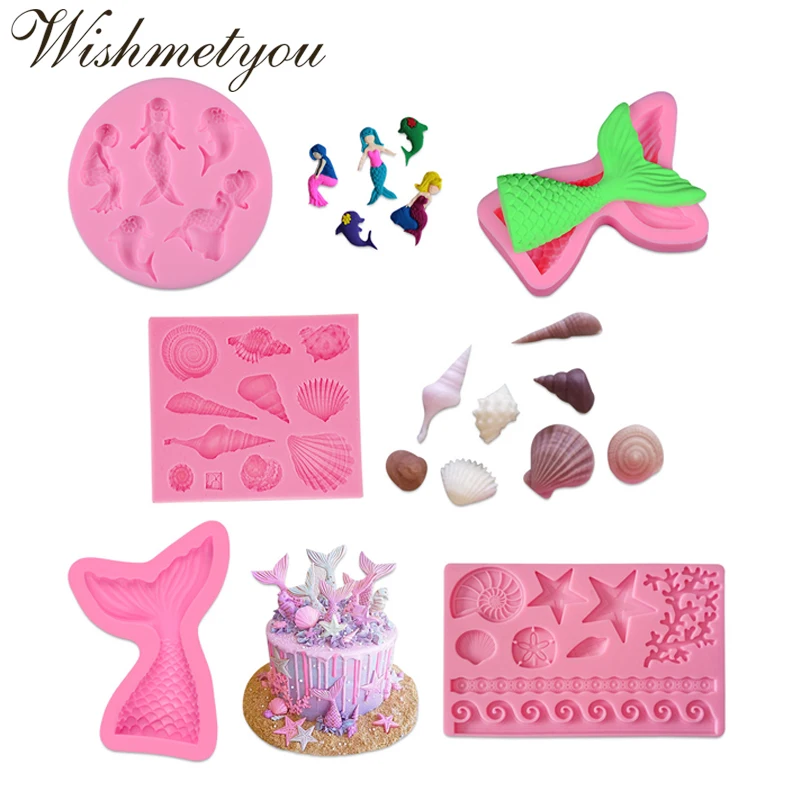 WISHMETYOU 3D хвост русалки раковины рыбий Морская звезда силиконовые формы для мыла DIY