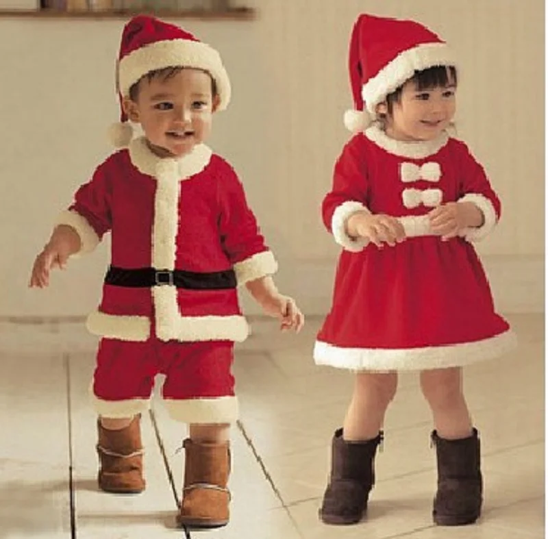2016 Hot Sale Good Quality 2-8 years Baby Santa Suit Girl Boy Novelty Costume Dress Christmas clothing set | Детская одежда и