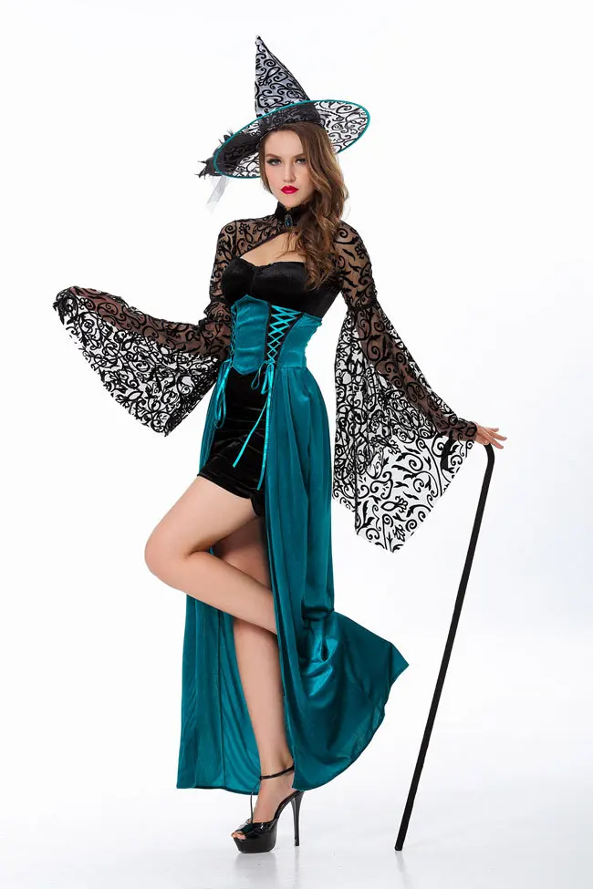 Новое поступление дешевый элегантный костюм ведьмы для взрослых женщин