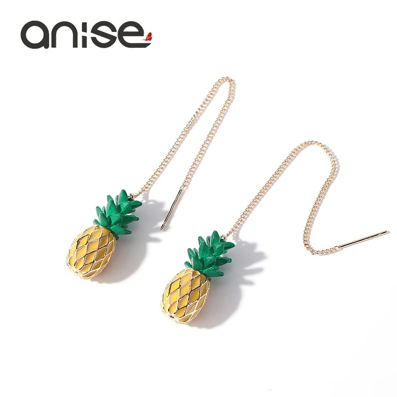 Женские серьги-капли с эмалью и ананасом Anise длинные серьги кисточками для ушей
