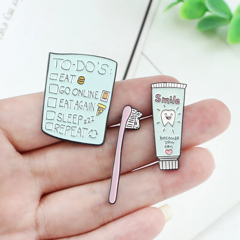 Зубная паста зубная щетка эмалированная брошка лист для сна еды гамбургера пиццы