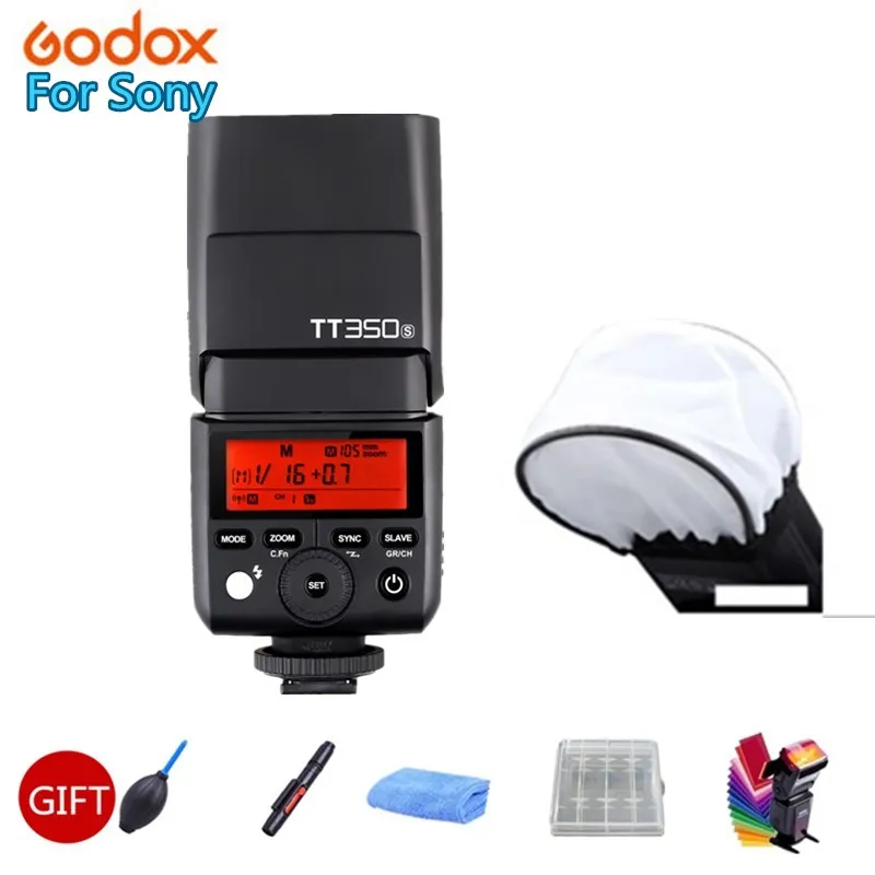 Godox Mini Speedlite TT350S камера Вспышка ttl HSS GN36+ X1T-S передатчик для sony беззеркальная DSLR камера A7 A6000 A6500 - Цвет: Черный