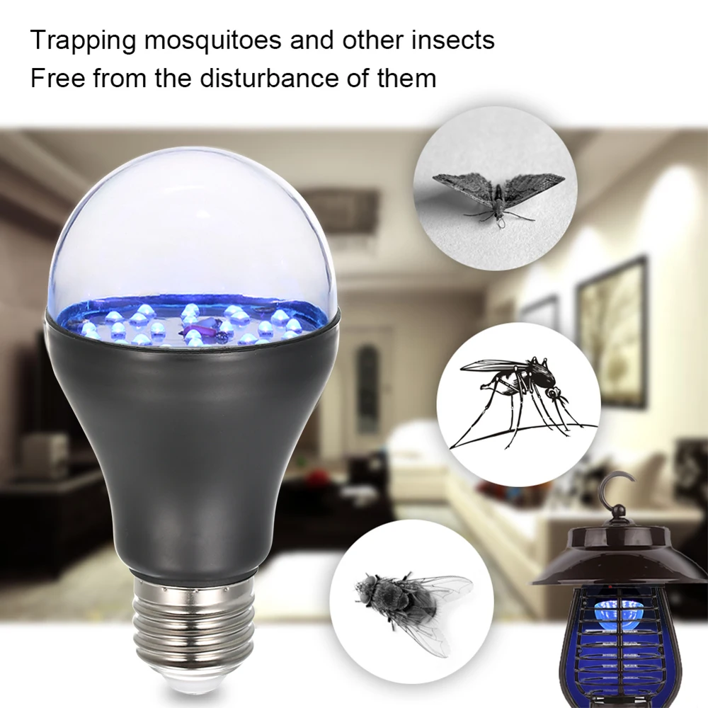 УФ светильник лампа светодиодная с цоколем E27 7 Вт 25 светодиодов 365 нм|light bulb|uv light