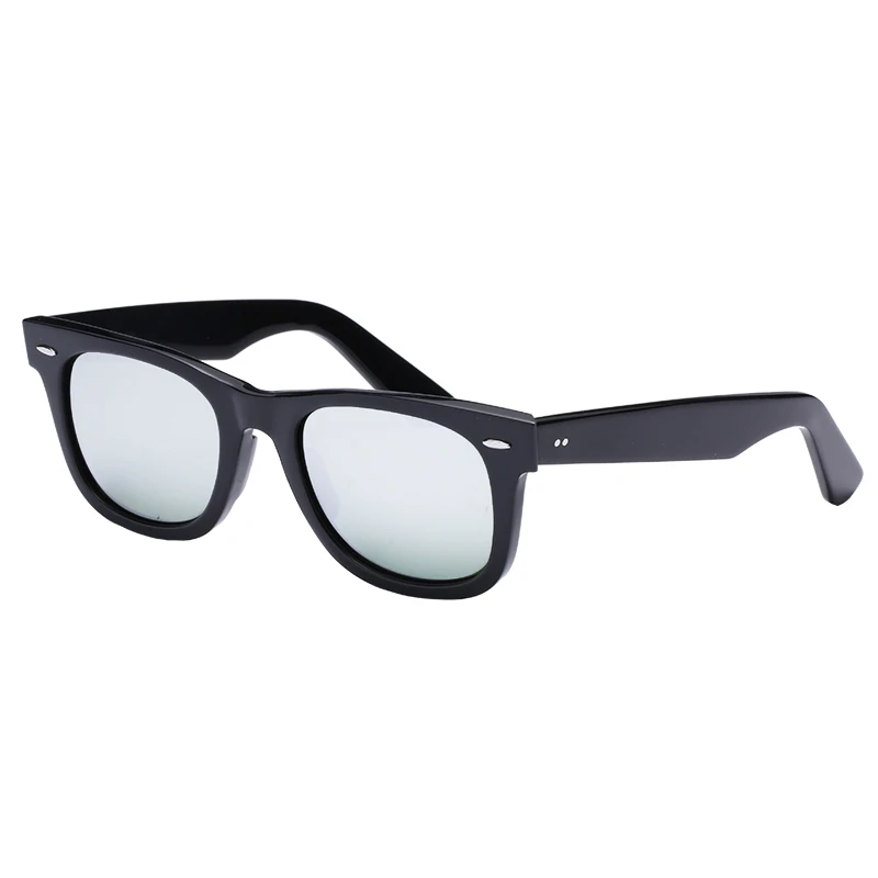black-silver Real Glass lens retro sunglasses women men Acetate frame Brand Design women men sunglasses Goggles Female Square Oculos eyewear - Цвет линз: black-silver