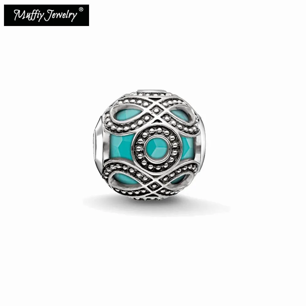 Зеленые этнические чарм бусины Карма Европа 2017 Бренд Новый Хорошая модная ювелирная продукция Подходит для ключа ожерелье браслет серьги Серебро на.