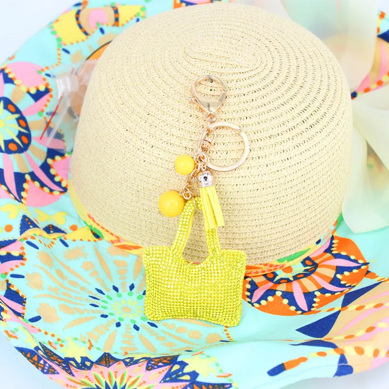 Новинка 2015 модный брелок для ключей с подвеской из кристалла в форме сумочки 5