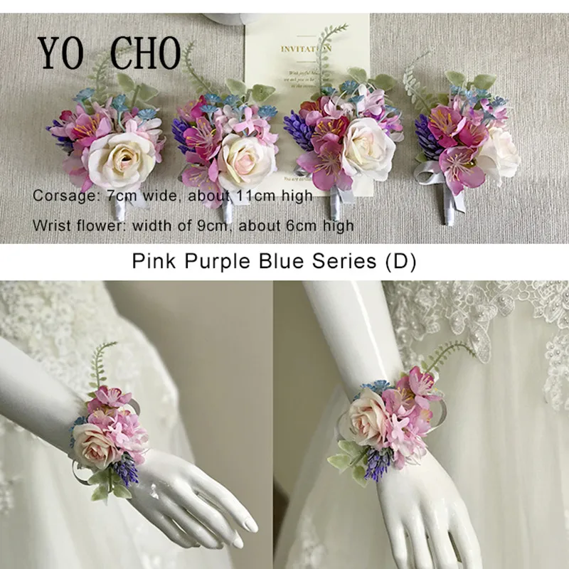 

YO CHO Wedding Prom DIY Boutonniere Flower Brooch Hand Corsage Witness Boutonniere Groom Bridesmaid Groomsmen Wrist Flowers