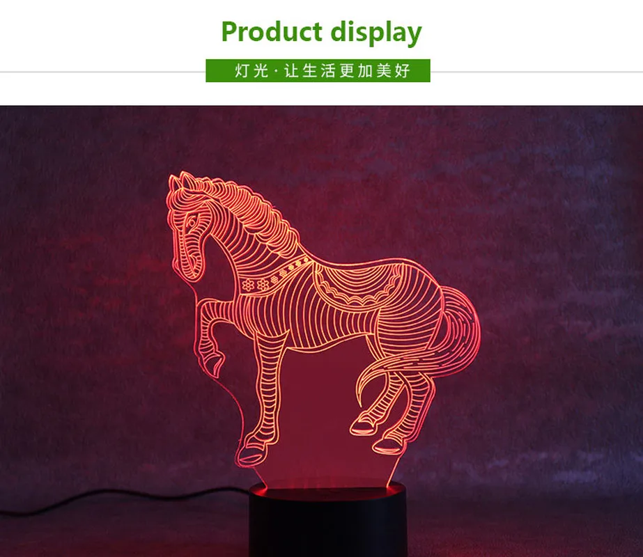Светодиодный ночник с питанием от USB и лошадью, 3D настольная лампа, новые светильники, декоративное освещение для создания атмосферы для дом... от AliExpress WW