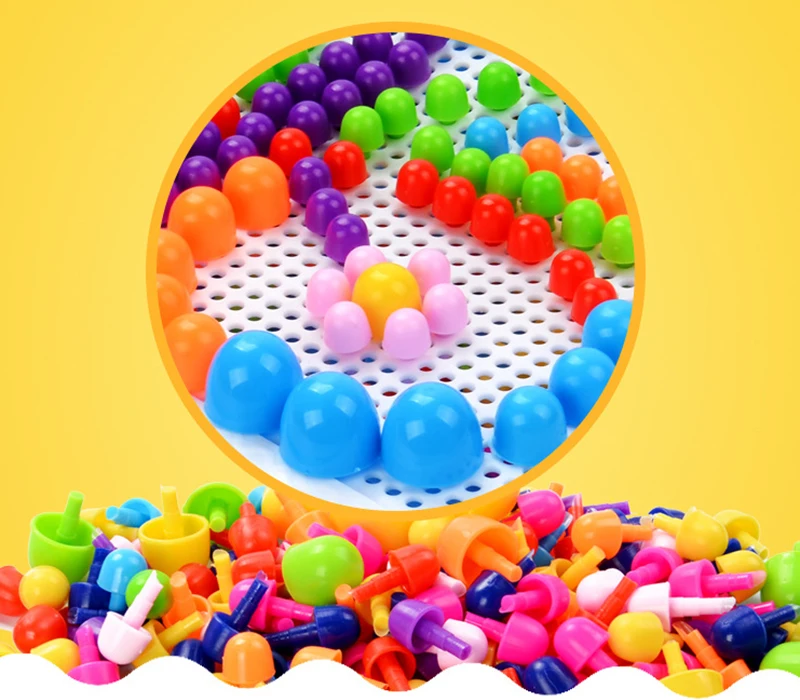 296 шт цветные грибные игрушки для ногтей, 3D мозаичная картина, головоломка, игрушки для детей, Обучающие Развивающие игрушки, игры для общения