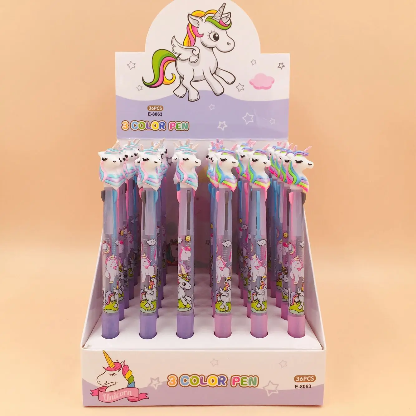 

36 шт./1 лот Kawaii Шариковая ручка, 3 цвета, с рисунками из мультфильмов, с надписями «Единорог» шариковые ручки школьные канцелярские письменны...