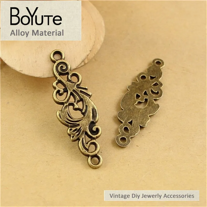 

BoYuTe (60 Pieces/Lot) 35*11MM Vintage Connector Wholesale Antique Bronze Plated Metal Phoenix Bird Connectors for Jewelry