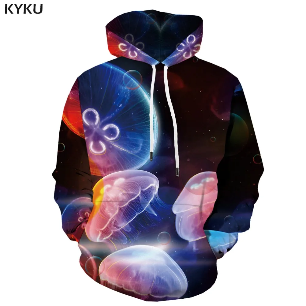 KYKU 3d толстовки мужские Psychedelic толстовка синяя Океаническая Медуза принт