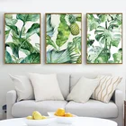 Скандинавский Картина на холсте, зеленые тропические растительные листья, художественный принт, постер, настенные картины, современный минималистичный декор для спальни, гостиной