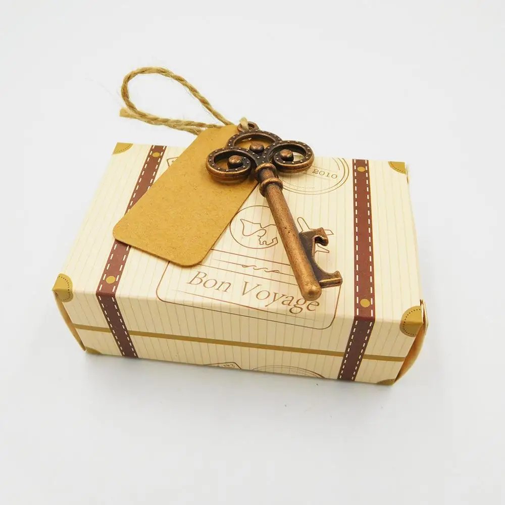

50pcs lot Unique cheap luggage design Candy boxes chocolate holder set Wedding bridal shower favors gifts