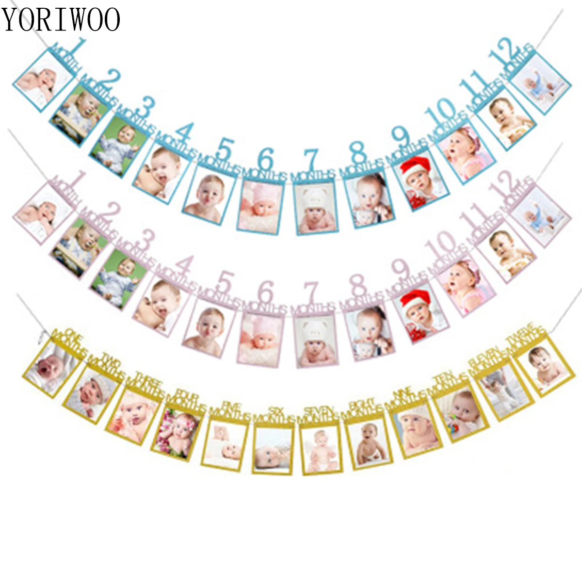 YORIWOO Baby Shower 1st Birthday 1 12 месяцев настенная фоторамка I AM ONE Happy birthday party Decorations Детская