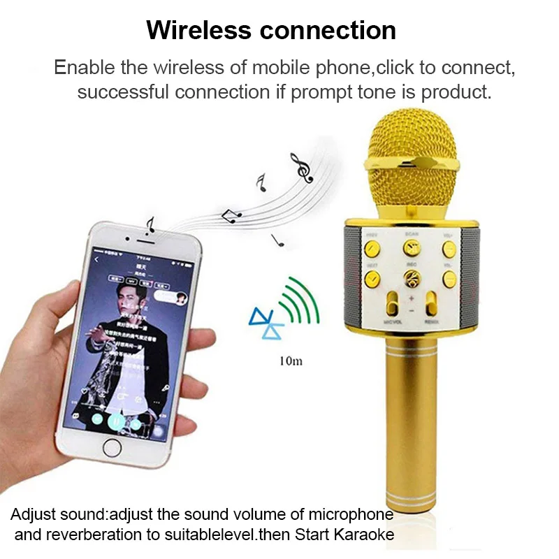 Bluetooth беспроводной микрофон динамик с поддержкой HD TF ручной для караоке KTV