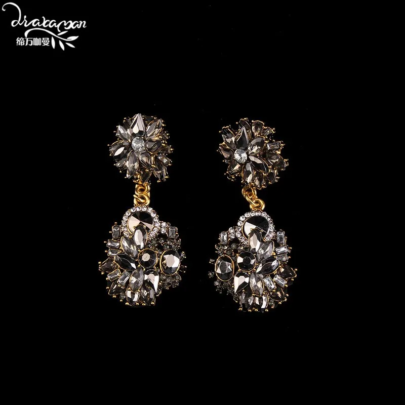 Dvacaman Роскошные Femme Bijoux Кристалл цветок Индийская Свадьба Ювелирные наборы для женщин себе ожерелье и серьги аксессуары A31