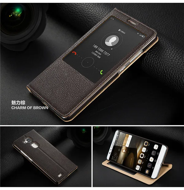 Новый для huawei чехол телефона Mate 8 кожаный с сна проснуться Функция из натуральной