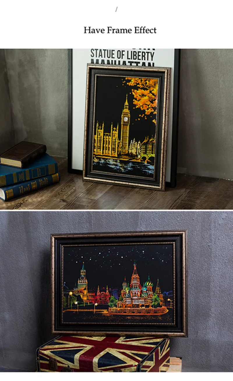 DPF colorful urban series city night scene scratching paintings around the world creative birthday gifts