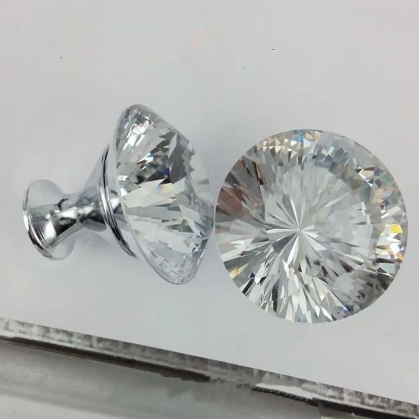 40 мм Стразы дверные ручки для шкафа ящика из хромированного серебристого стекла