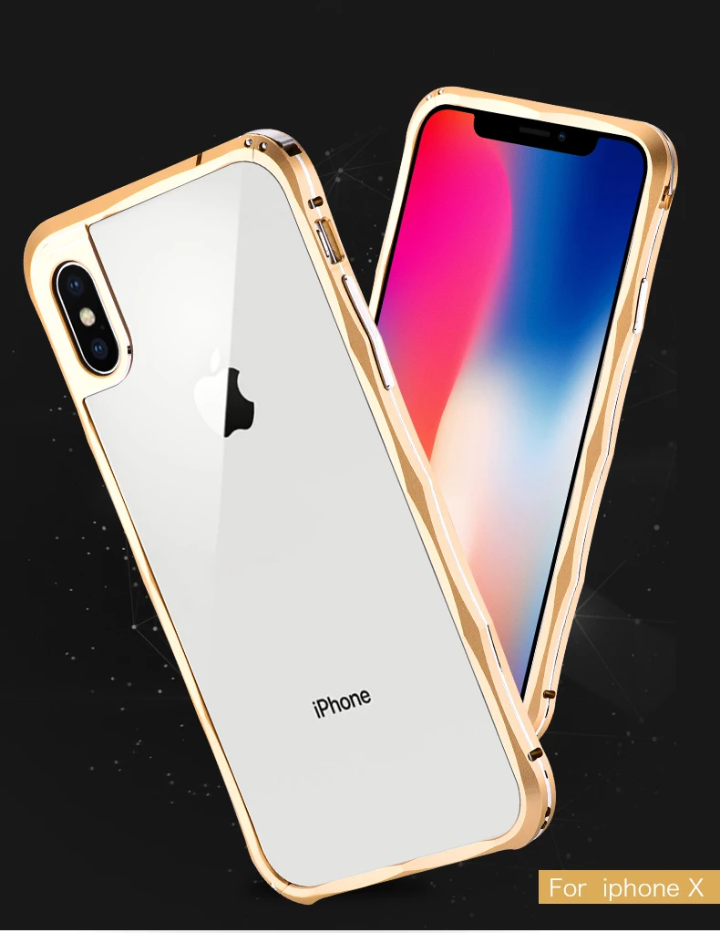 Бампер iMatch, чехол для iPhone X, роскошная Бриллиантовая форма, Алюминиевый металлический Невидимый бампер с подставкой для iPhone X, чехол для телефона s
