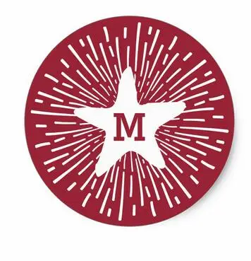 1.5inch Hang a Shining Star Christmas Monogram Classic Round Sticker 1 5inch navy and white flourish monogram sticker
