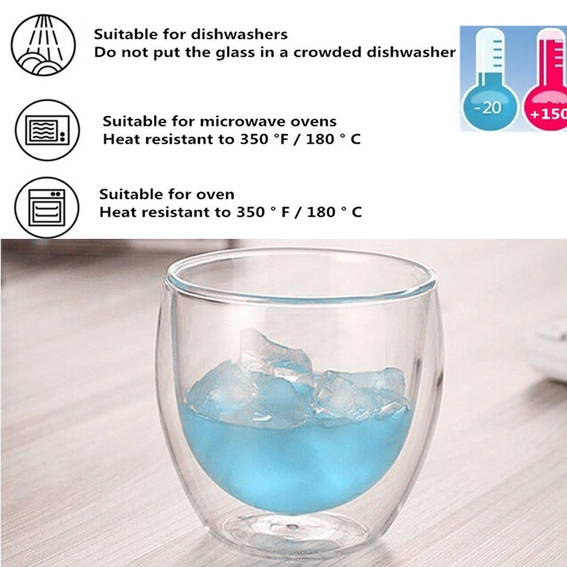 Новый 1 шт. 80 мл двойные круглые настенные выстрел Стекло Чай Кофе стакана воды