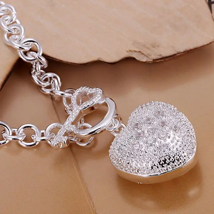 Christmas gift New silver plated Fashion Jewelry KEY TO insets Heart bracelets&bangle Wholesale jewelry SMTH062 | Украшения и