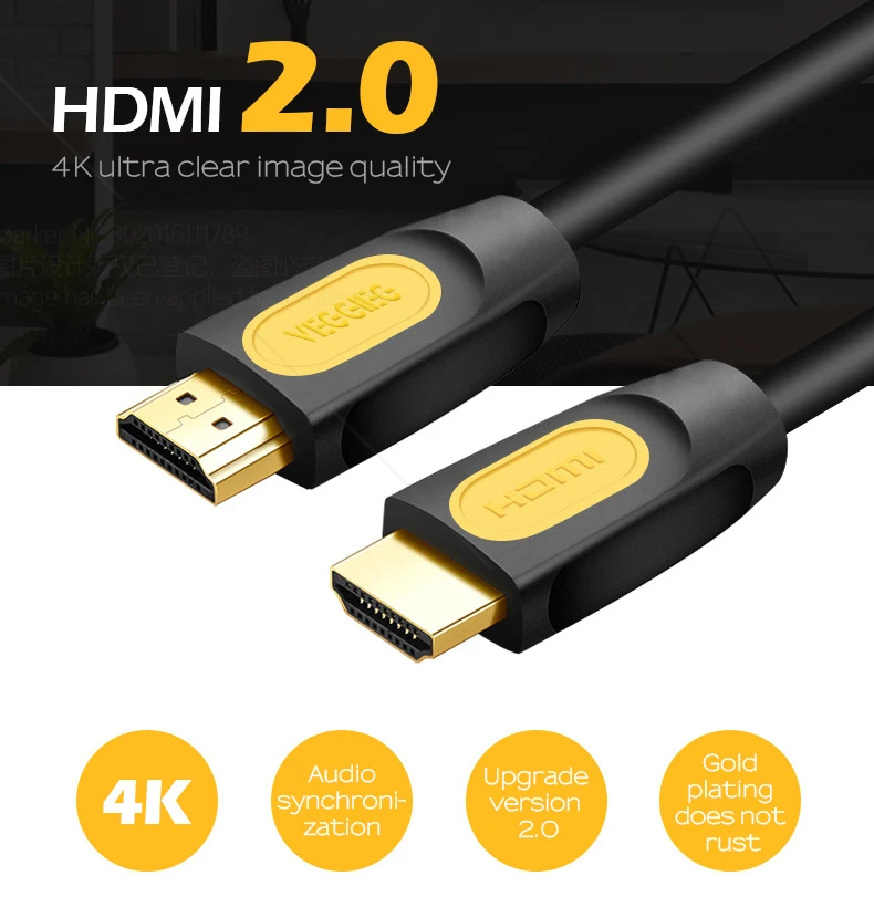 AUN Высокоскоростной HDMI кабель позолоченный 1,4 версия двойной магнит кольцо, поддержка 3D, 1080 P для ТВ, HD монитор, проектор