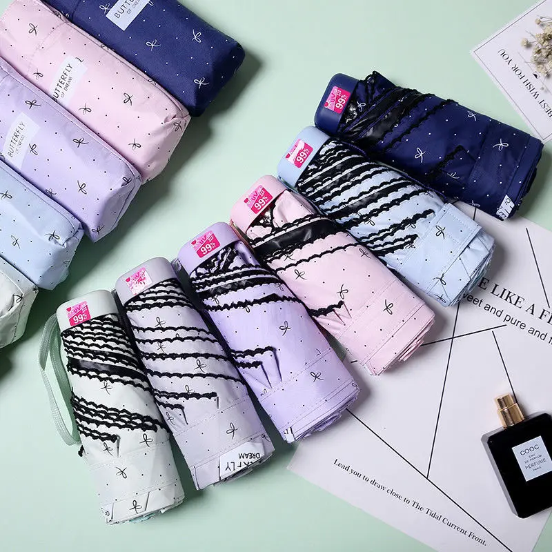 Мини Компактный Складной Солнца Дождя Зонт карман зонтик 5 Fild Портативный