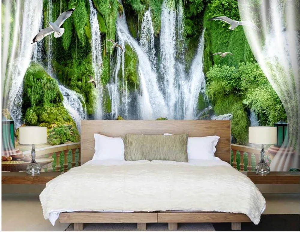 Обои для гостиной водопад балкон под заказ 3d фото обои украшения дома настенные