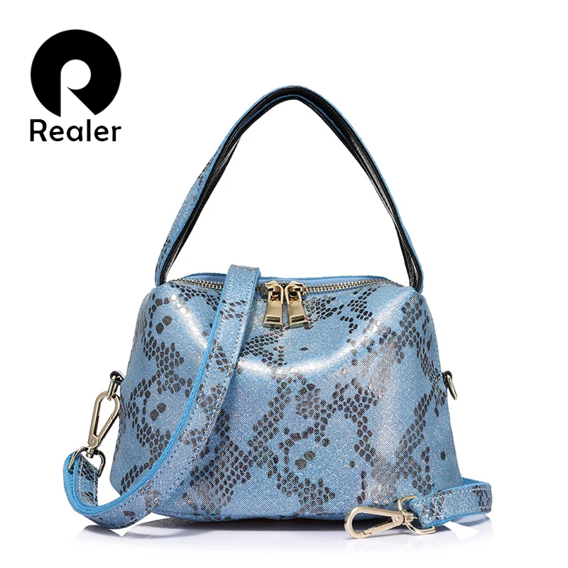 Realer брендовая новинка женщин серпантин Натуральная кожа Сумочка Дамы Сумка