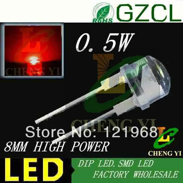 Бесплатная доставка 8 мм красный светодиод 0 5 Вт strawhat dip led чипсет Тайвань 2 0-2 в (CE