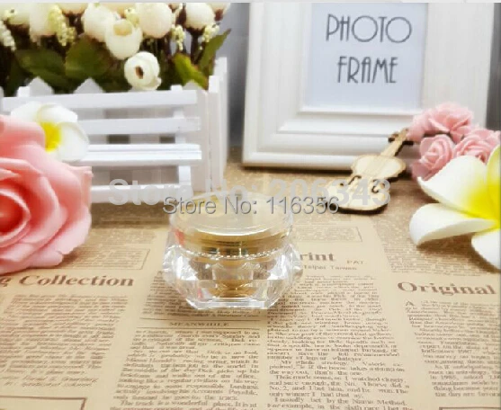 15 г акриловая баночка алмазной формы Золотая бутылка для крема косметический