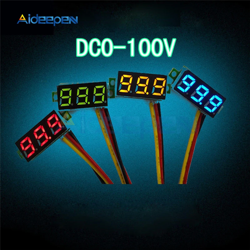 DC 0 V-100 V Мини 0,28 дюймов светодиодный цифровой вольтметр измеритель напряжения детектор напряжения монитор тестер панель автомобиля 12V 24V Красный Зеленый Синий Золотой
