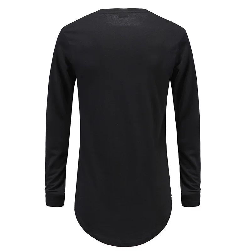 SHOKOTANO Mens Long Sleeve Solid T shirt Men Hipster Hip Hop Basic Curved Hem Side Zipper T-Shirt | Мужская одежда
