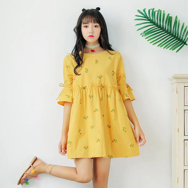 Платье женское японское с цветочным принтом|Женские платья| |