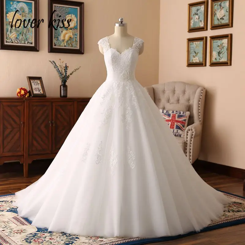 Любовник Поцелуй Vestido Casamento фестиваль кружевные свадебные платья Кепки с длинным