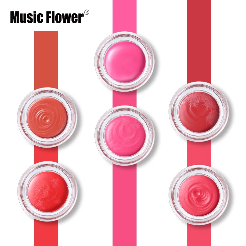 Music Flower Фирменная Новинка Косметика 6 цветов Daul Founction губ и румян Макияж Набор питательный увлажняющий крем для губ Румяна Губная помада
